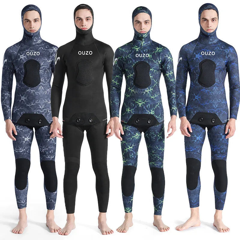 NEW 5mm Camouflage Wetsuit 3mm Long Sleeve Fission Hooded 2 Pieces Of Neoprene Submersible Men's Camouflage wetsuit