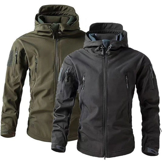 HookUpCo. Men's Windproof Fleece Cargo Jacket for Outdoors