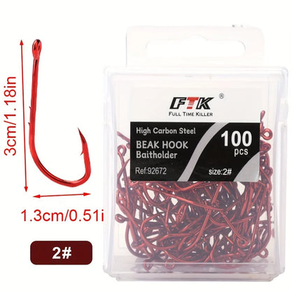 HookUpCo. Premium Red Barbed Fishing Hooks - HookUpCo.