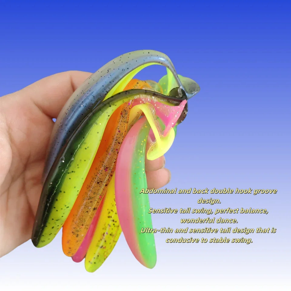 HookUpCo. 5pcs Silicone T-Tail Fishing Lures - HookUpCo.