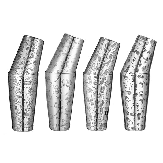 HookUpCo. Etched Pattern Cocktail Shaker Set