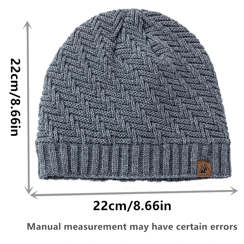 Warm Knitted Beanie with Plush Lining for Outdoors