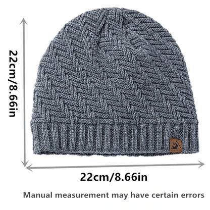 Warm Knitted Beanie with Plush Lining for Outdoors