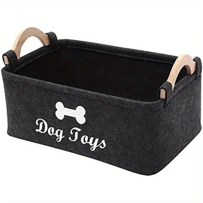 HookUpCo. Felt Pet Toy Storage Basket for Dogs and Cats