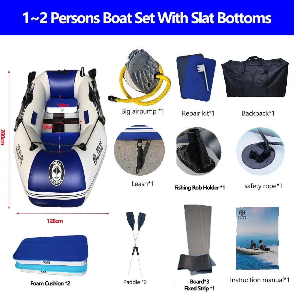 Inflatable Fishing Boats, Slats Bottom PVC 1-7 ppl. Outdoor Water Fun 1.75-3.3m