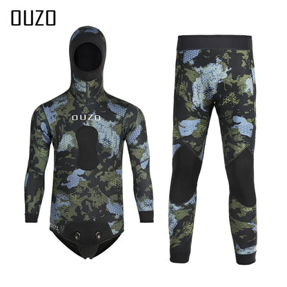 NEW 5mm Camouflage Wetsuit 3mm Long Sleeve Fission Hooded 2 Pieces Of Neoprene Submersible Men's Camouflage wetsuit