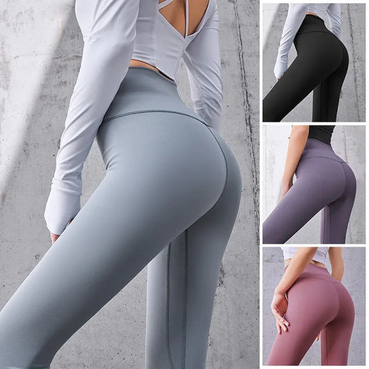 High Waisted Seamless Ribbed Yoga Pants for Women Fitness