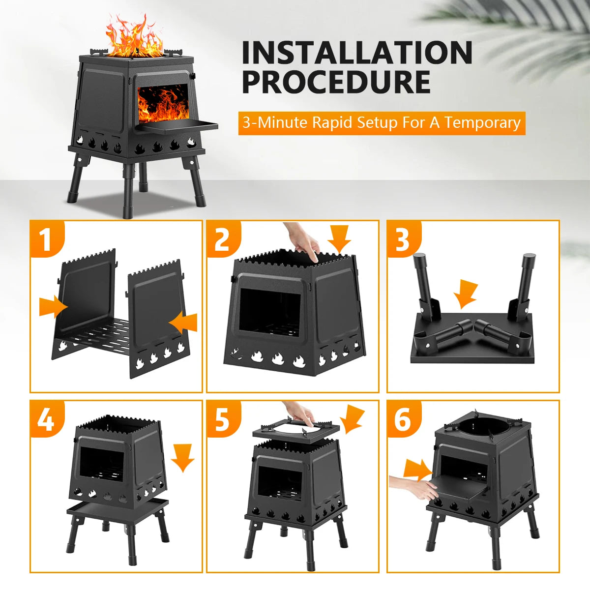 Portable Cast Iron Wood Stove