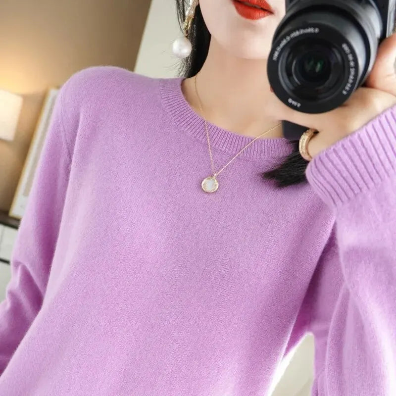 Cozy O-neck Sweater for Women – Autumn Winter Knitwear 2023