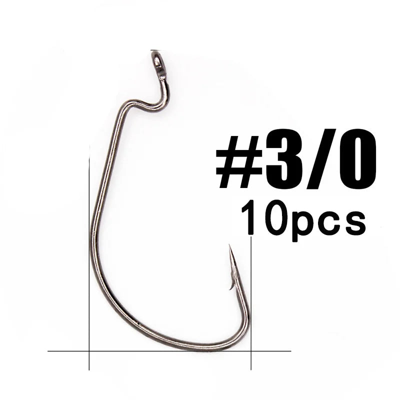 HookUpCo. 10-Piece Offset Worm Fishing Hooks - HookUpCo.