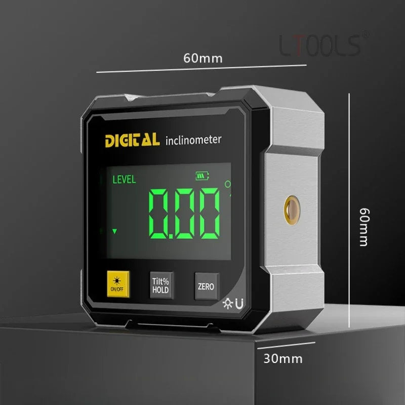 Digital Display Inclinometer Tool with Magnetic Leveling Feature