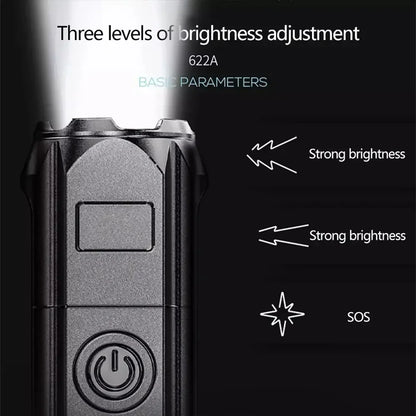 USB Rechargeable Waterproof LED Flashlight for Outdoor Use