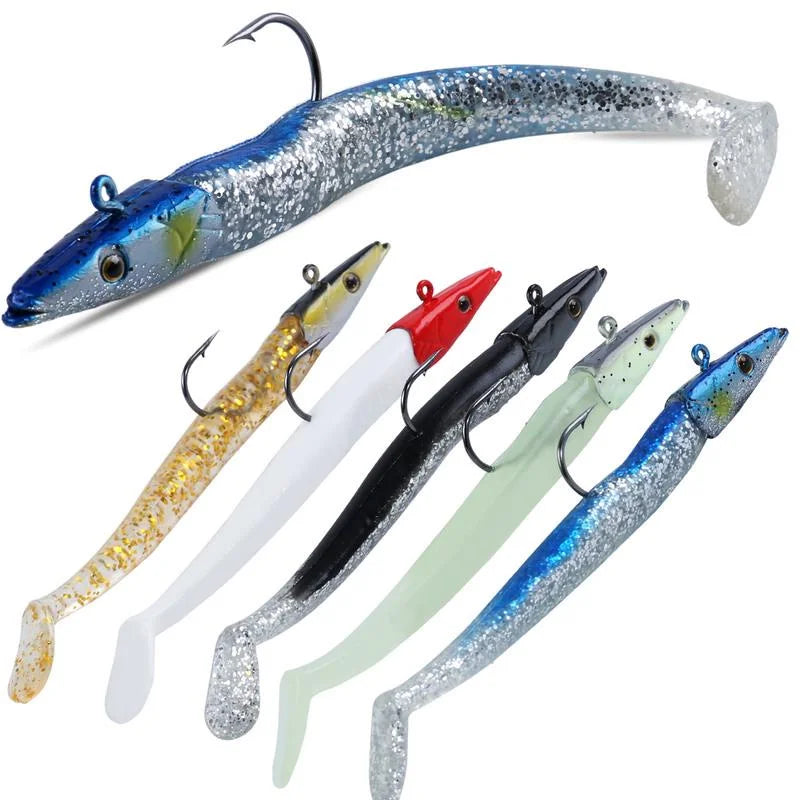 HookUpCo. 5pcs Soft Wobblers Fishing Lures Set