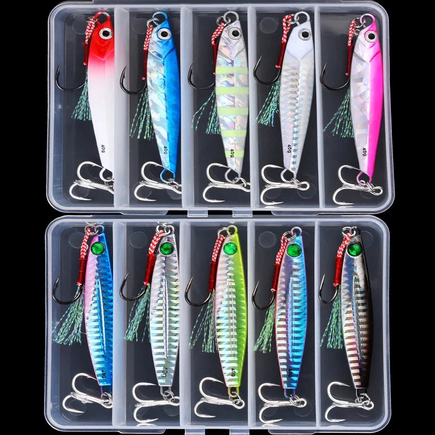 Premium Saltwater Fishing Jigs - 5-Pack Casting Lures 7g-40g
