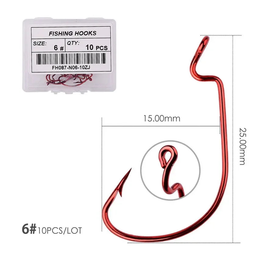 HookUpCo. 10-Piece Carbon Steel Fishing Hooks - HookUpCo.
