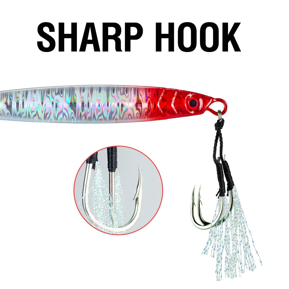 Metal Jigging Lure with 3D Eyes and Sharp Hooks