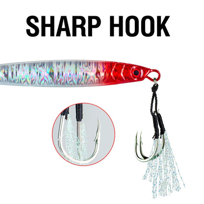 Metal Jigging Lure with 3D Eyes and Sharp Hooks