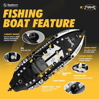 SUP Kayak Hybrid -Inflatable Pedal or Electric Drive Fishing Hybrid w/Seat