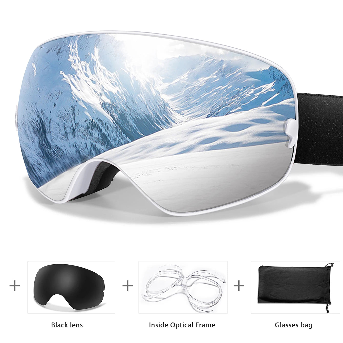 HookUpCo. Anti-Fog Ski Goggles with UV400 Protection