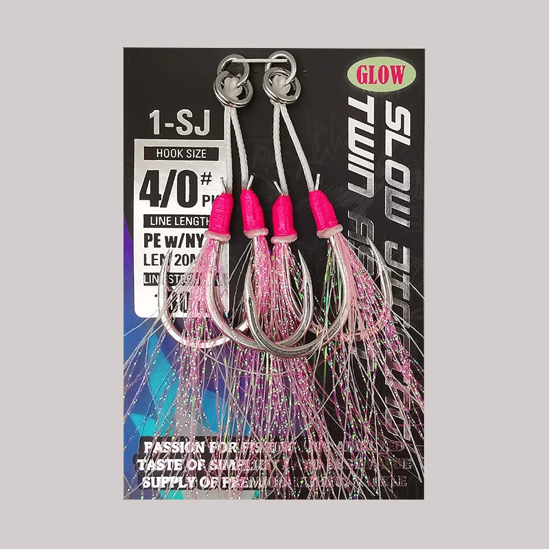 Glow Twin Assist Hooks for Sea Fishing - HookUpCo.