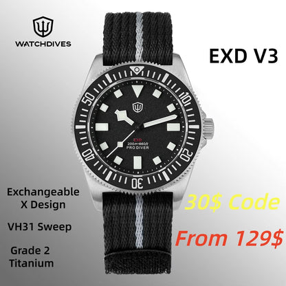 HookUpCo. Titanium Dive Watch 200M