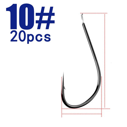 HookUpCo. 20-Pack Black Carp Fishing Hooks - HookUpCo.