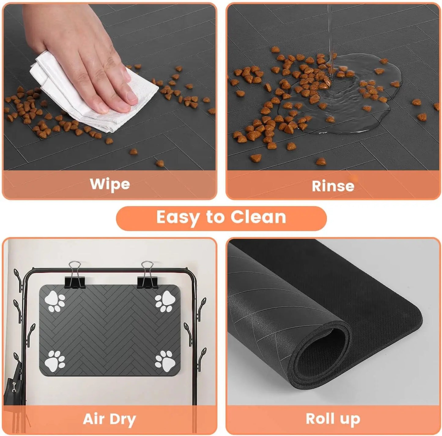 Waterproof Quick-Dry Pet Feeding Mat with Rubber Backing