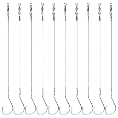 10 Premium Circle Hooks with Steel Leaders for Saltwater Fishing