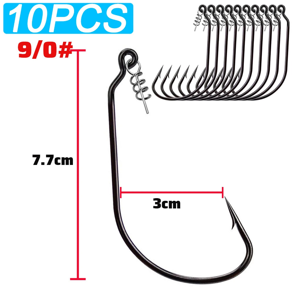 HookUpCo. 10-Pack Sharp Offset Worm Hooks - HookUpCo.