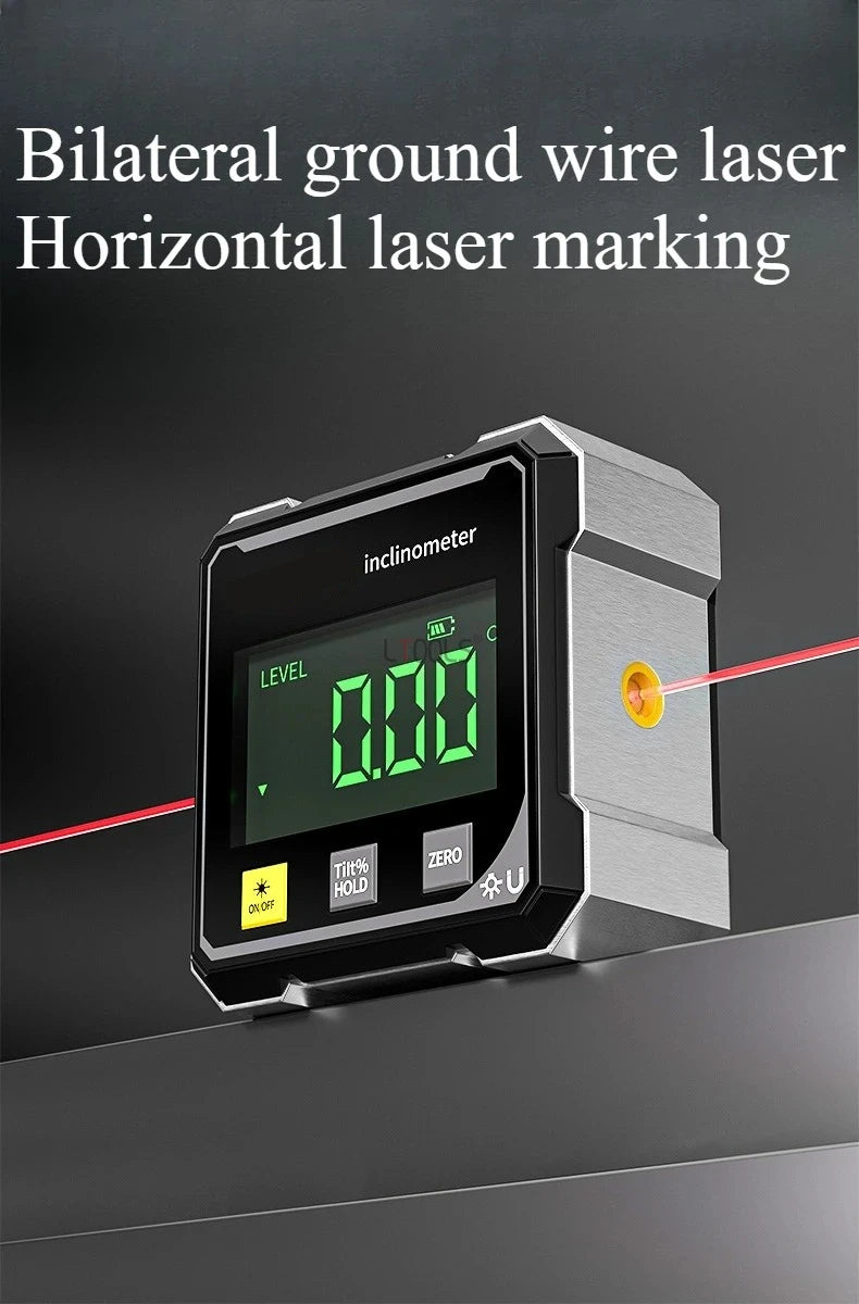 HookUpCo. 4-Sided Magnetic Laser Inclinometer for Precision