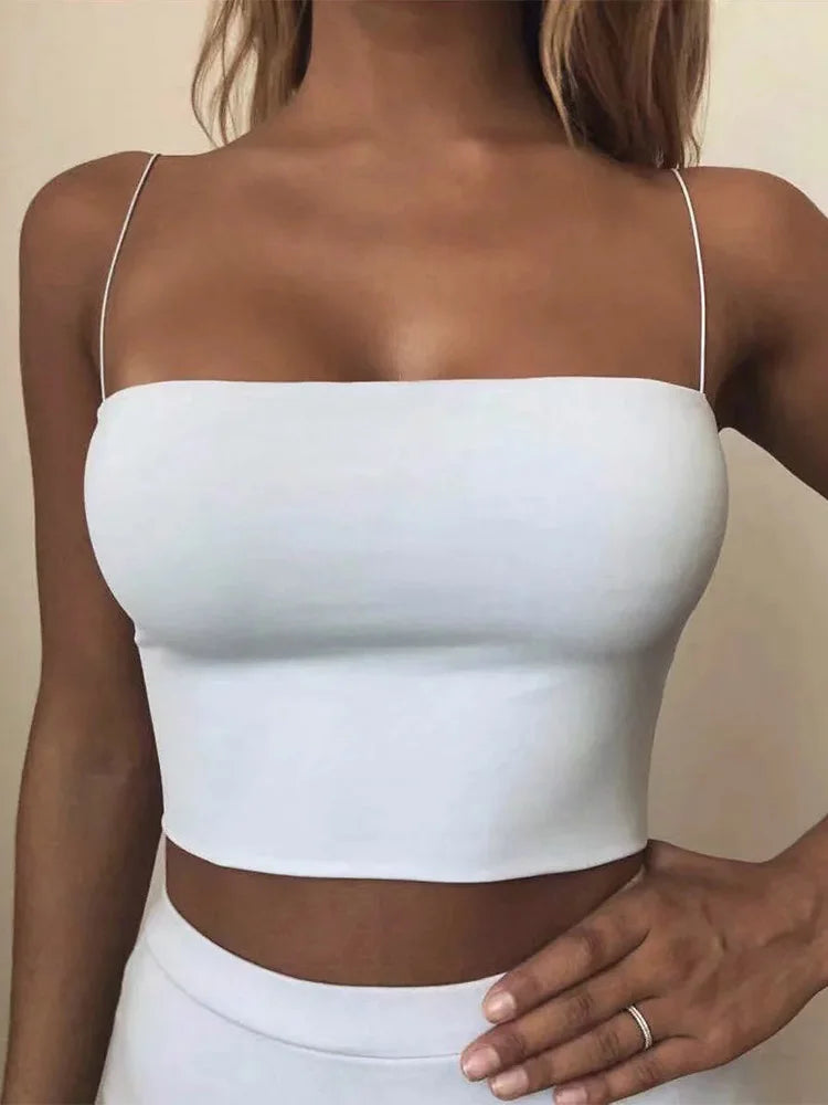 HookUpCo. Women's Sleeveless Crop Top - Soft Elastic Cotton