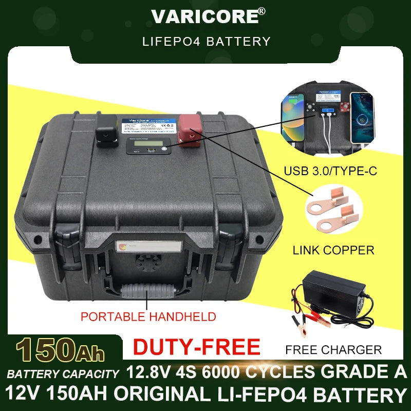 HookUpCo. 12V LiFePO4 Battery with 340Ah Capacity
