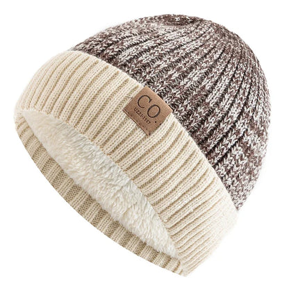 Two-Tone Fur Lined Winter Beanie Hat