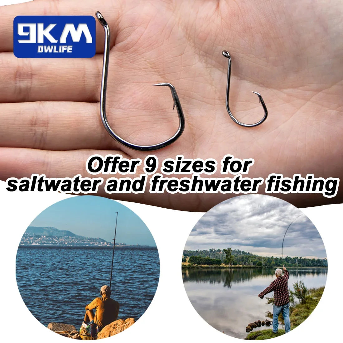 HookUpCo. Offset Barbed Fishing Hooks Set 25-50Pcs - HookUpCo.