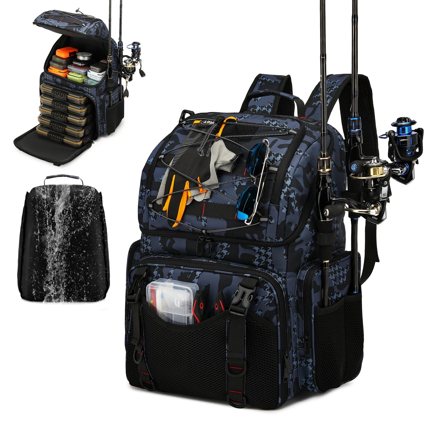 Multifunctional Fishing Backpack with Cooler and Rod Holders