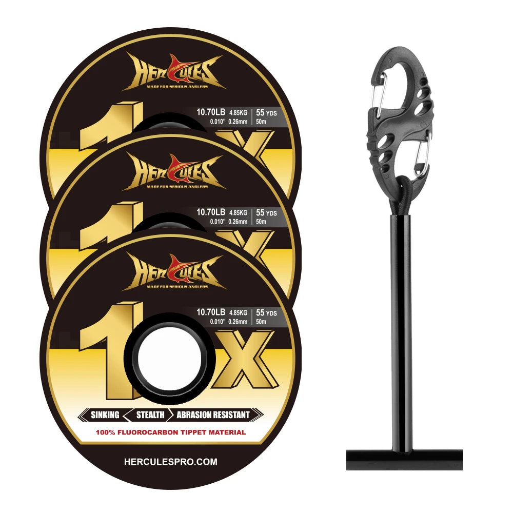Fluorocarbon Fly Tippet 3 Pack with Holder - HookUpCo.