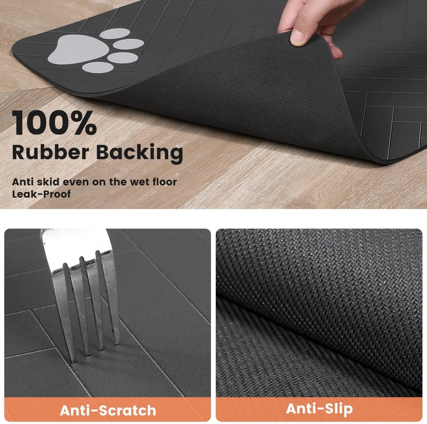 Waterproof Quick-Dry Pet Feeding Mat with Rubber Backing