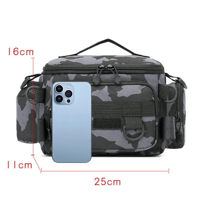 Durable Fishing Tackle Bag with Rod Holder