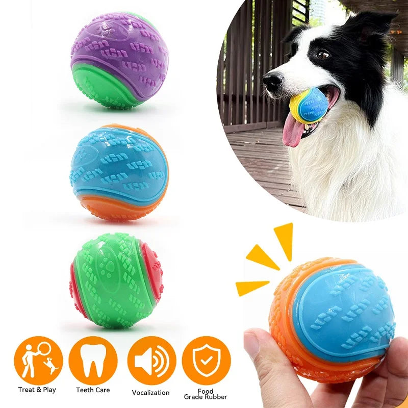 Soft TPR Squeaky Dog Ball Toy for Teeth Cleaning Fun