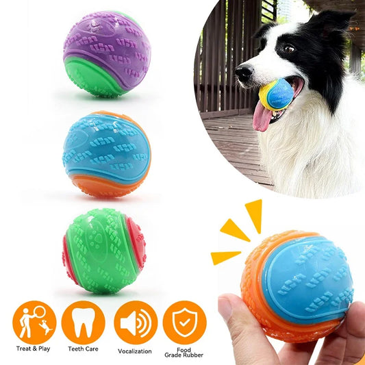 Soft TPR Squeaky Dog Ball Toy for Teeth Cleaning Fun
