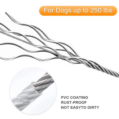 Double-Headed Dog Tie Out Cable Leash with Metal Buckle