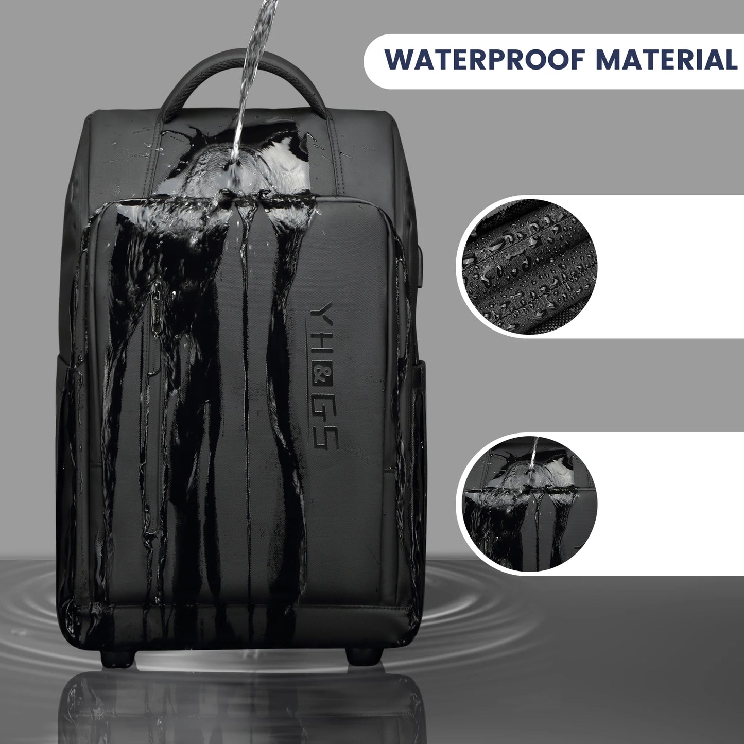 HookUpCo. Water-Resistant Rolling Backpack