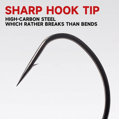 HookUpCo. 10-Pack Offset Fishing Hooks Set - HookUpCo.