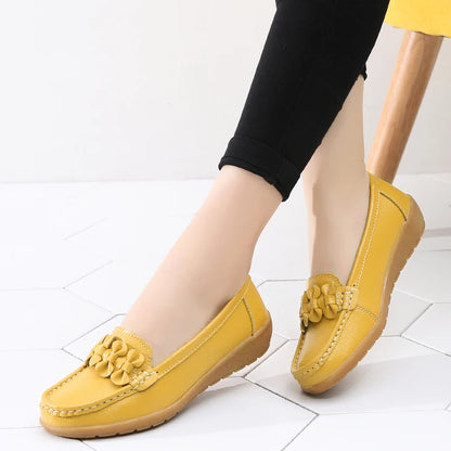 Soft Leather Slip-On Flats for Women - Casual Comfort Shoes