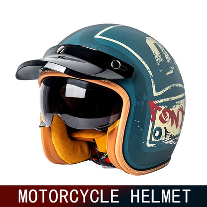 Retro 3/4 Motorcycle Helmet with Visor for Ultimate Safety