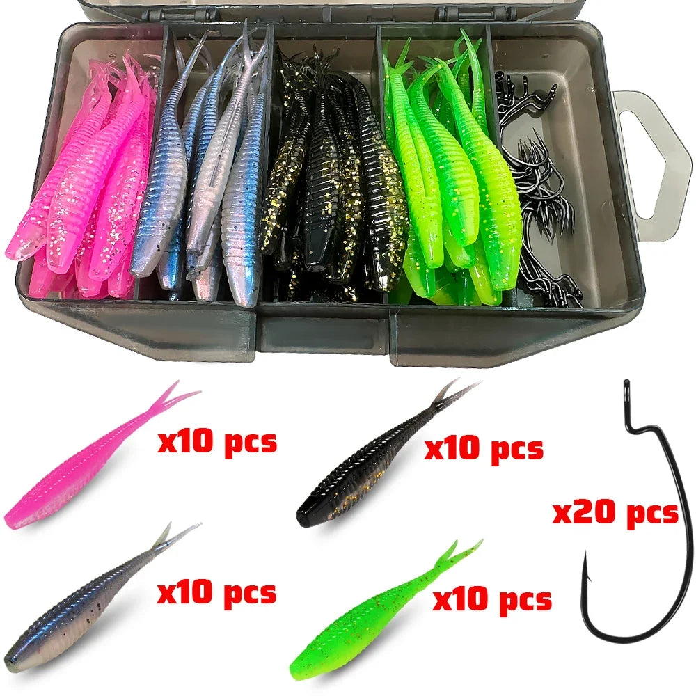 HookUpCo. 70-Piece Soft Lure Set - HookUpCo.