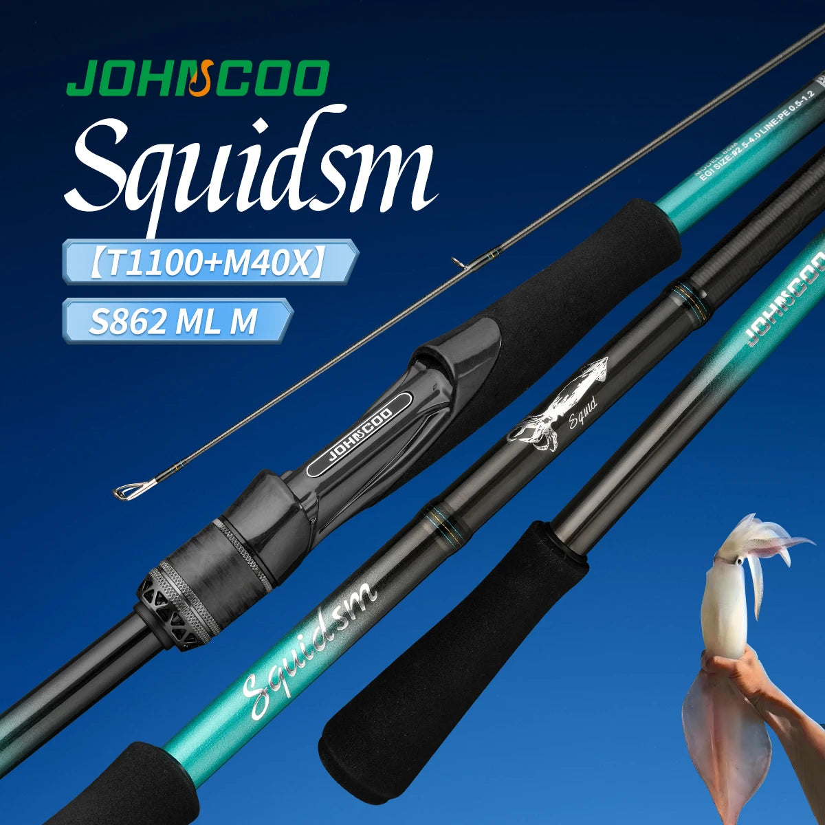 HookUpCo. Lightweight Squid Fishing Rod 2.4m 2.6m - HookUpCo.