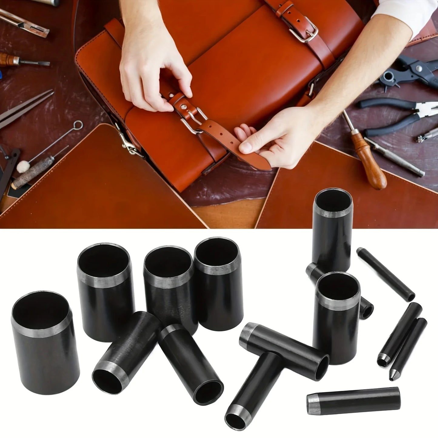 15 Sizes Round Hole Punch Tool Set with Storage Case