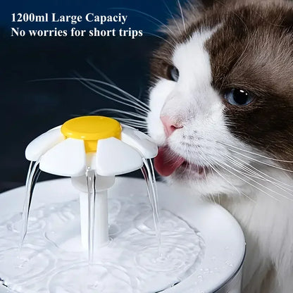 HookUpCo. Cat Flower Water Dispenser, Quiet Filtered