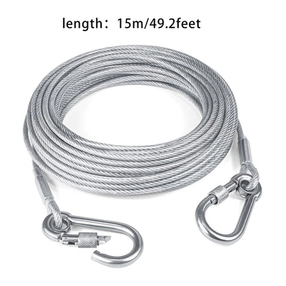 Double-Headed Dog Tie Out Cable Leash with Metal Buckle